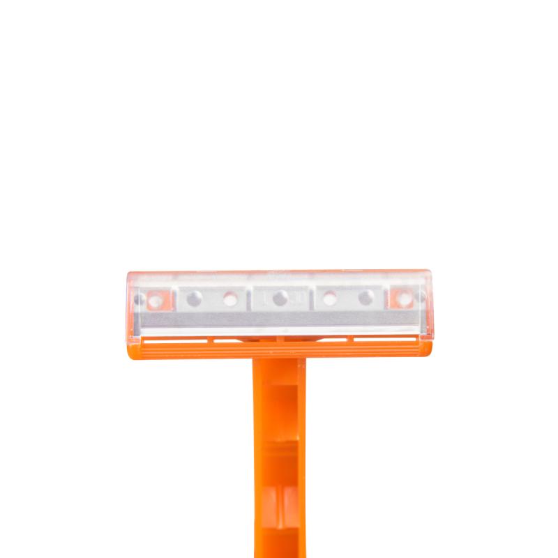 Disposable Razor, Single, Orange Handle w/Clear Plastic Guard, 100/Bx, 20 Bx/Cs